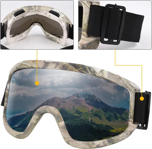 Vista 3 de Ski Goggles Motocross Bike Racing Skate Goggles Windproof Anti-Fog Glasses UV Protection for Women Men Adult