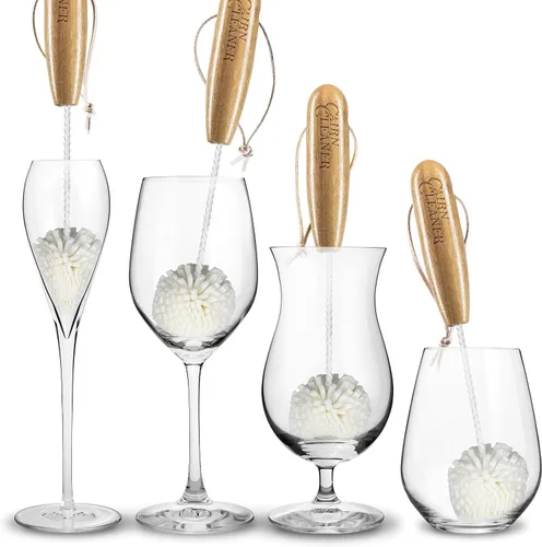 Vista 4 de Cepillo para degustación de whisky, también para copas de vino y flautas de champán, bambú natural