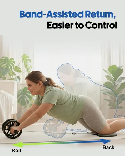 Vista 2 de VINSGUIR Ab Roller Wheel for Beginners to Pros, Ab Roller with Adjustable & Detachable Resistance Band, Core Workout Equipment for Home Gym