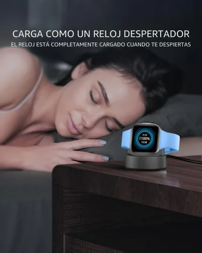 Vista 7 de Base de carga para Fitbit Sense/Sense 2/Versa 3/Versa 4, soporte de cargador magnético de reloj con cable USB-C, accesorios para relojes Negro