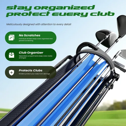 Vista 4 de Bolsa de Golf con Soporte Junior - Bolsa de Golf Juvenil para Edades 6-14, Bolsa de Golf con Soporte Ligera para Niños