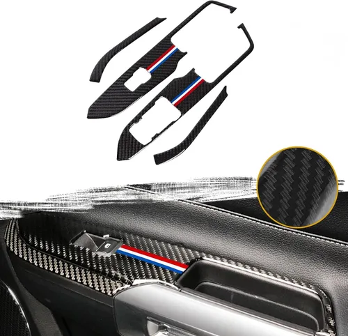 Vista 14 de Xotic Tech - Cubierta para panel de cambio de marchas, fibra de carbono suave auténtica, compatible con Ford Mustang 2015-2023 Negro carbón