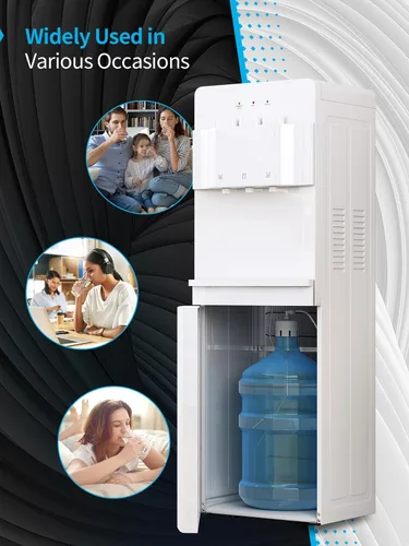 Vista 3 de despachadores/refrigeradores de agua con carga inferior, despachador de agua fría y caliente con configuración de 3 temperaturas: agua caliente