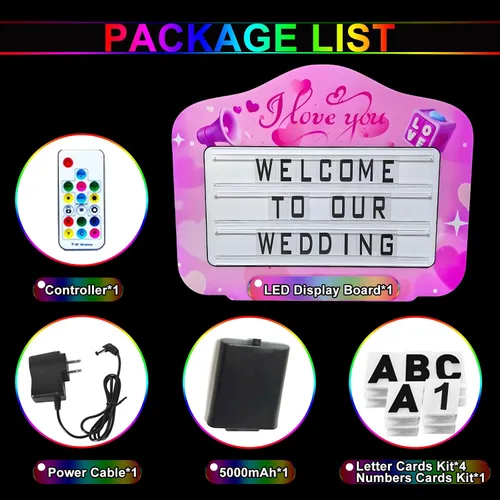 Vista 7 de Letrero de servicio de botellas, letrero de boda personalizado con letras y números, pantalla LED de mano para despedida de soltera y despedida
