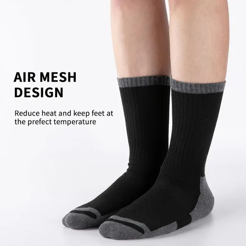 Vista 4 de COOPLUS Calcetines deportivos para hombre que absorben la humedad, calcetines de trabajo duraderos a media pantorrilla para correr deportes (6 pares)