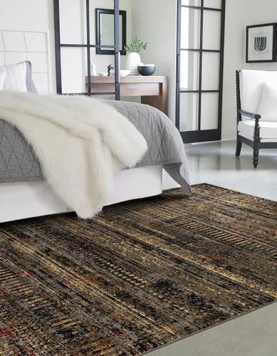 Vista 10 de Unique Loom Saturn Collection Alfombra de área - Relay (Runner 2' 2" x 5' 0", Beige/Gris)