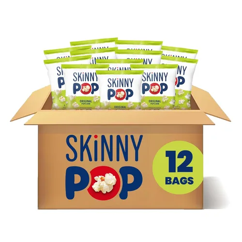 Vista 12 de SkinnyPop Palomitas de maíz, queso cheddar blanco, grano entero, aperitivo sin lácteos, bolsas de 1 oz (12 unidades)