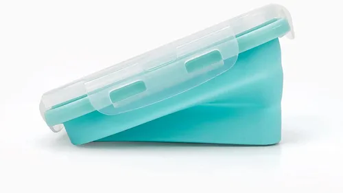 Vista 6 de CCyanzi Contenedores plegables de almacenamiento de alimentos de 3 piezas con tapas, contenedor de almuerzo de silicona, apto para microondas
