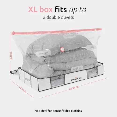 Vista 5 de Bolsa de almacenamiento al vacío Compactor XL Bolsas de almacenamiento al vacío para ahorrar espacio para ropa, edredones y mantas Solución