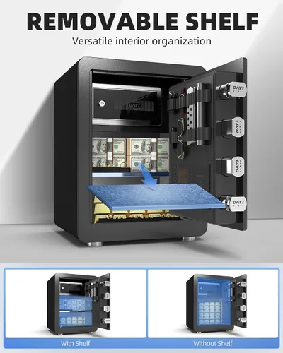 Vista 6 de Caja de seguridad biométrica de huellas digitales DAYI, cajas de seguridad para el hogar de 2.0 pies cúbicos con bolsa ignífuga, caja de seguridad