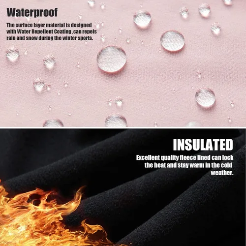 Vista 4 de WULFUL Pantalones de esquí de nieve impermeables para niños y niñas al aire libre de forro polar para senderismo, pantalones de snowboard aislados