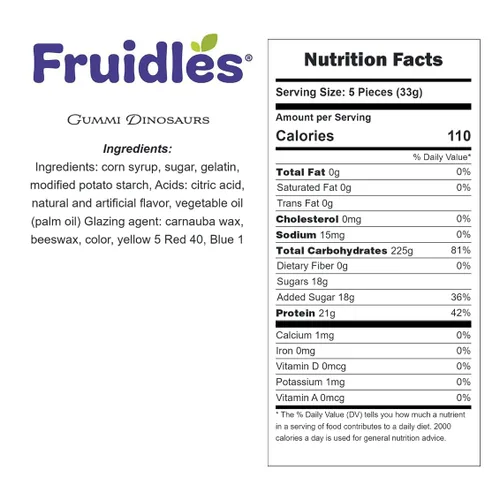 Vista 2 de Fruidles Caramelos de gomitas de dinosaurio, deliciosas gomitas de sabores de frutas, media libra