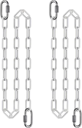 Vista 22 de 2 cadenas colgantes resistentes de 20 pulgadas con ganchos, cadena de extensión de columpio, color negro