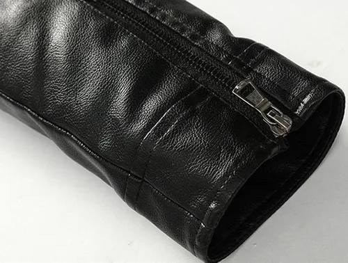 Vista 6 de Youhan Chaqueta de piel sintética tipo bomber con cremallera para hombre
