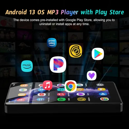 Vista 3 de Reproductor MP3 de 5 pulgadas con sistema operativo Android 13, reproductor MP3 de 96 GB con Bluetooth y WiFi, reproductor MP4 HD 1080P, reproductor