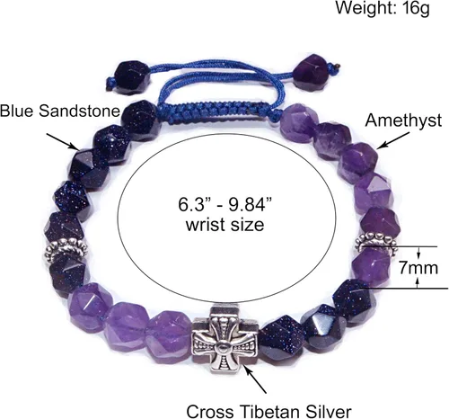 Vista 18 de Pulseras de la amistad, pulsera de obsidiana negra arcoíris para mujeres y hombres, 0.394 pulgadas (0.394 in), ojo de tigre, hematita y cristal