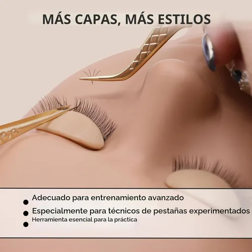 Vista 3 de Cabeza de maniquí para pestañas Embagol con 2 capas de párpados reemplazables, párpados de doble capa de repuesto para la práctica y el Cabeza