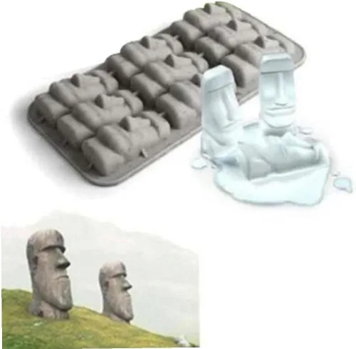 Vista 5 de Isla de Pascua Estatuas de Piedra Bandeja de Hielo Cubos Diy Molde Verano Mini Molde de Pastel de Silicona