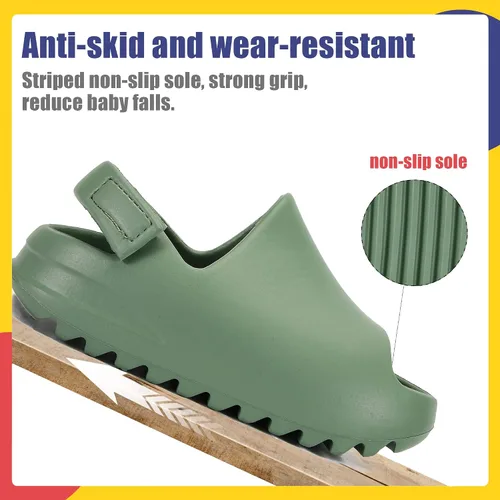 Vista 3 de AIMINUO Sandalias de verano para niños pequeños, sandalias antideslizantes para la ducha, playa, piscina, sandalias blancas para niños y niñas