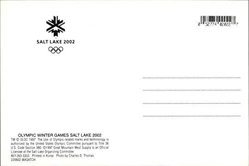 Vista 2 de 2002 Juegos Olímpicos de Invierno Salt Lake City, Utah UT Original Vintage Postal