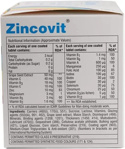 Vista 2 de XONA ZINCOVIT MULTIVITAMIN Paquete de 2 tiras (30 comprimidos)