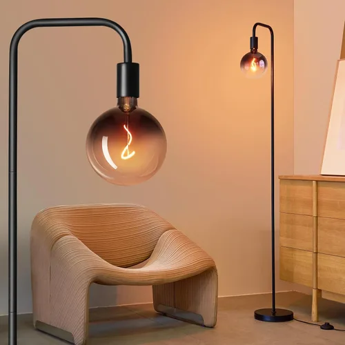 Vista 9 de ONEWISH Lámpara de pie para sala de estar, lámpara de pie minimalista con bombilla LED moderna, vidrio blanco esmerilado de 6 pulgadas, 1800 K