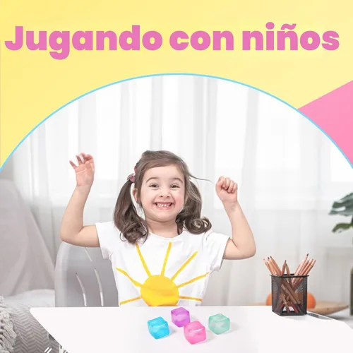 Vista 6 de 2 paquetes de cubos de estrés, pelotas de estrés flexibles para adultos y niños, juguete para aliviar la ansiedad, forma cuadrada con relleno