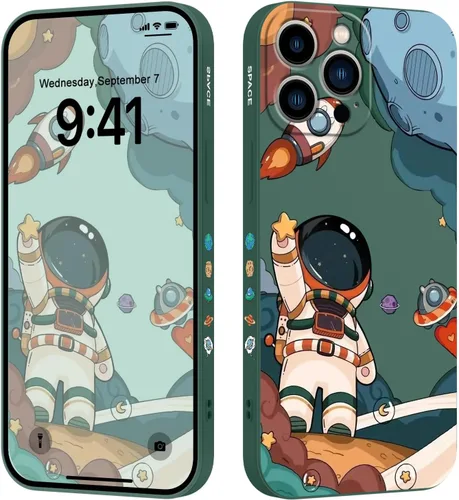 Vista 14 de LEECG Funda para iPhone 13 con diseño de mariposas y flores, diseño de astronauta, funda de teléfono con forro de microfibra suave, funda delgada