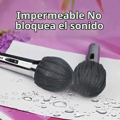 Vista 5 de 400 PCS (paquete de 200) Fundas de Higiene para Micrófono Desechables No Tejidas de Mano Cubierta de Micrófono Pantalla Antiviento Tapa Protectora