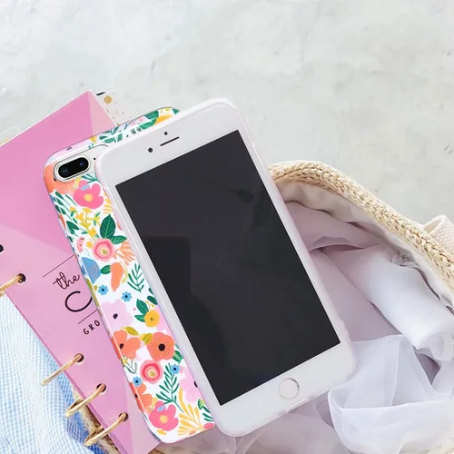 Vista 4 de J.west Funda para iPhone 8 Plus, iPhone 7 Plus 5.5, suave, a prueba de golpes, bonita funda protectora floral para mujer, diseño de flores
