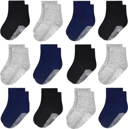 Vista 15 de GRPSKCOS Calcetines Antideslizantes para Bebés 12 Pares Calcetines Antideslizantes para Niños Pequeños de 0-7 Años Infantes Niños Pequeños Niños