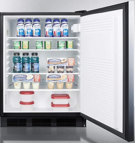 Vista 4 de Summit Appliance FF7BKSSHHADA - Refrigerador de 24 pulgadas de ancho, cumple con la ADA; 5.5 pies cúbicos; puerta de acero inoxidable