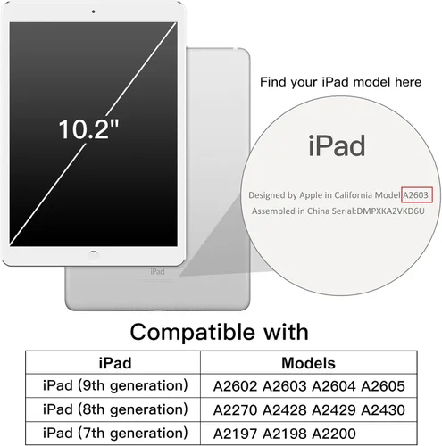 Vista 2 de JETech Funda giratoria para iPad 9/8/7 (10.2 pulgadas, modelo 2021/2020/2019, 9ª/8ª/7ª generación) con soporte para lápiz, rotación de 360 grados