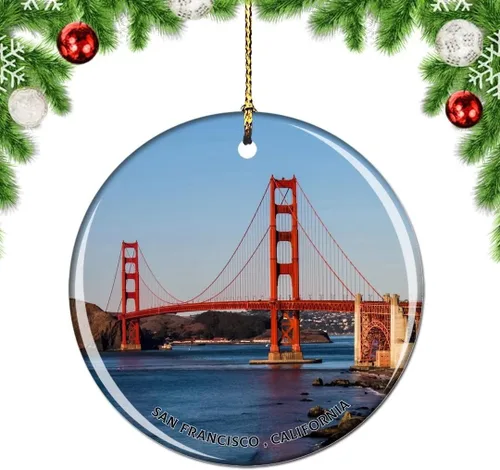 Vista 47 de California San Francisco 16 Avenue Tiled Steps USA Christmas Tree Ornamento Decoración Colgante Colgante Decoración Ciudad Viaje Souvenir Colección