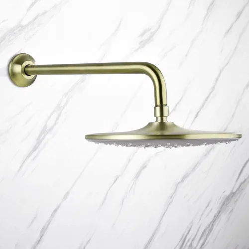 Vista 2 de BESTILL Brazo de extensión de cabezal de ducha en forma de L de 16 pulgadas, brazo de ducha y brida incluidos, oro cepillado