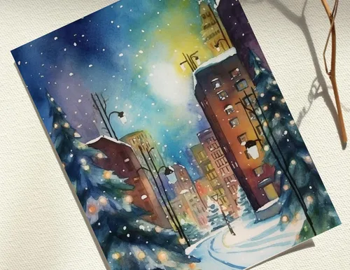 Vista 8 de 6 Watercolor All-Season Notecards Collection. Palette of Seasons: Journey Thru the Ever-Changing Beauty of Nature with Handcrafted Cards. Envelopes