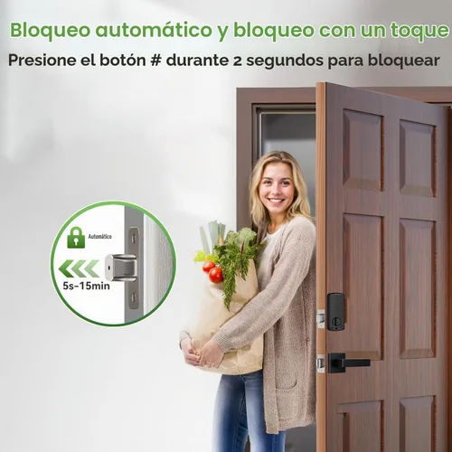 Vista 4 de Cerraduras de puerta inteligentes con asas, cerrojo de control