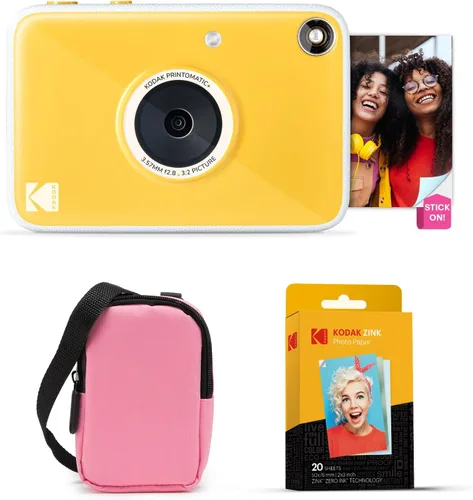 Vista 23 de KODAK Printomatic+ - Paquete de inicio de cámara digital de impresión instantánea + Estuche de transporte + Papel fotográfico adhesivo Zink de 20