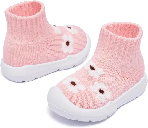 Vista 3 de MORENDL - Zapatos tipo calcetín para niños pequeños, zapatos de caminar para bebés, zapatillas antideslizantes para niños y niñas