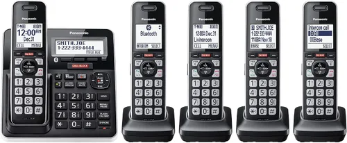 Vista 16 de Panasonic Teléfono con cable/inalámbrico con contestador, bloque de llamadas avanzado y grabación de 2 vías, 2 teléfonos ampliables hasta 6
