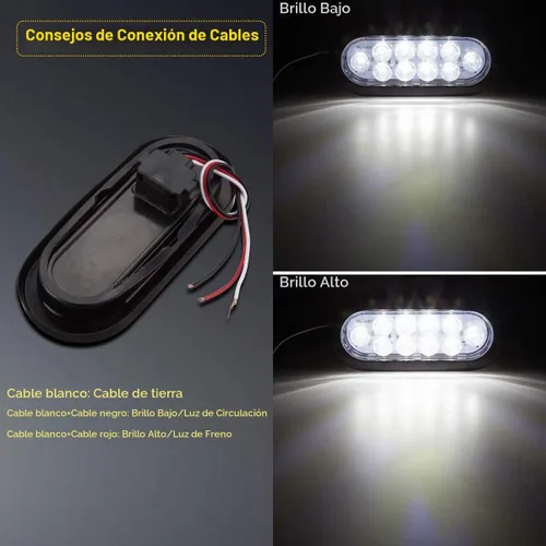 Vista 6 de LIMICAR 4 luces traseras ovaladas rojas y 2 blancas, kit de luces planas de 6 pulgadas, luces traseras LED para camiones, luces traseras de remolque