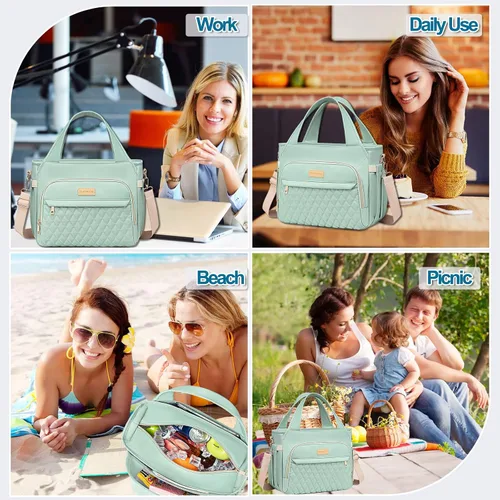 Vista 6 de Bolsa de Almuerzo Lonchera para Mujeres - Bolsa Térmica Aislada para Mujeres y Hombres, Grandes Bolsas de Almuerzo para Mujeres a Prueba de Fugas