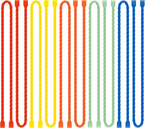 Vista 8 de 20 PCS bridas de silicona para cables, reutilizables, de goma con torsión, flexibles, con núcleo de acero, para agrupar y sostener, ataduras