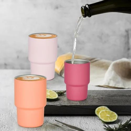 Vista 5 de AGH vaso de chupito de 3 oz, mini vaso con popote y tapa, vasos de chupito de acero inoxidable mate de colores, vasos con aislamiento al vacío