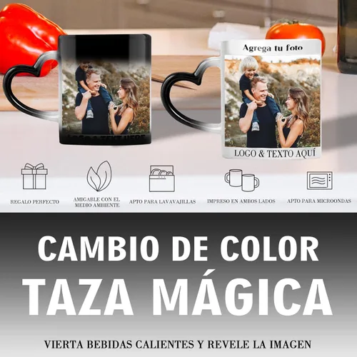 Vista 5 de Taza mágica personalizada, taza de café personalizada que cambia de color, taza de café de 11 onzas con sensible al calor, regalos personalizados