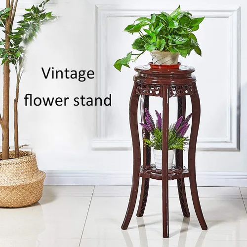 Vista 8 de Soporte de flores de plástico antiguo, soporte para plantas tallado para balcón, multicapa, taburete de flores, sala de estar, dormitorio, sala
