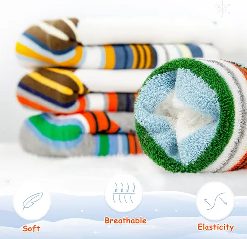 Vista 6 de Cimkiz Calcetines de esquí para niños, cálidos, térmicos, para nieve, esquí, snowboard, patinaje para niños y niñas, 2 pares3 pares