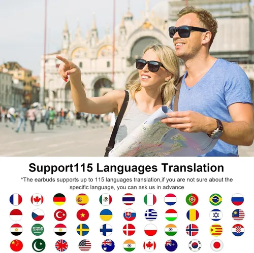 Vista 5 de Gafas inteligentes AI, despertador de voz de diálogo AI, traducción de 115 idiomas, interpretación simultánea, traducción de grabación en el sitio