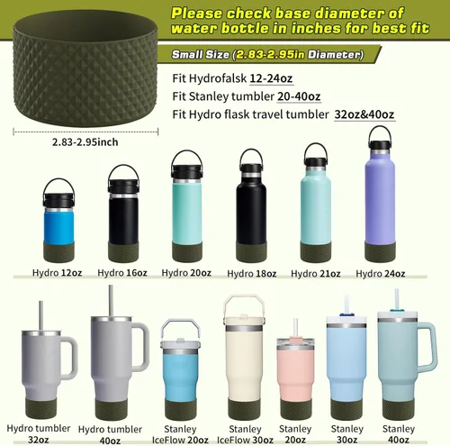 Vista 2 de WUQID Protector para Botella de Agua, Protector de Silicona con Diseño de Diamante Compatible con Vaso Stanleyy de 20-40oz y Botella Hydroo Flask