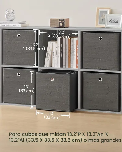 Vista 7 de SONGMICS Cubitos de almacenamiento, juego de 6, organizadores plegables de Gris Misty